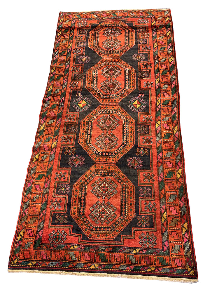 4.7 x 9.9 Sunset Orange Antique Russian Kazak Runner Rug 12725