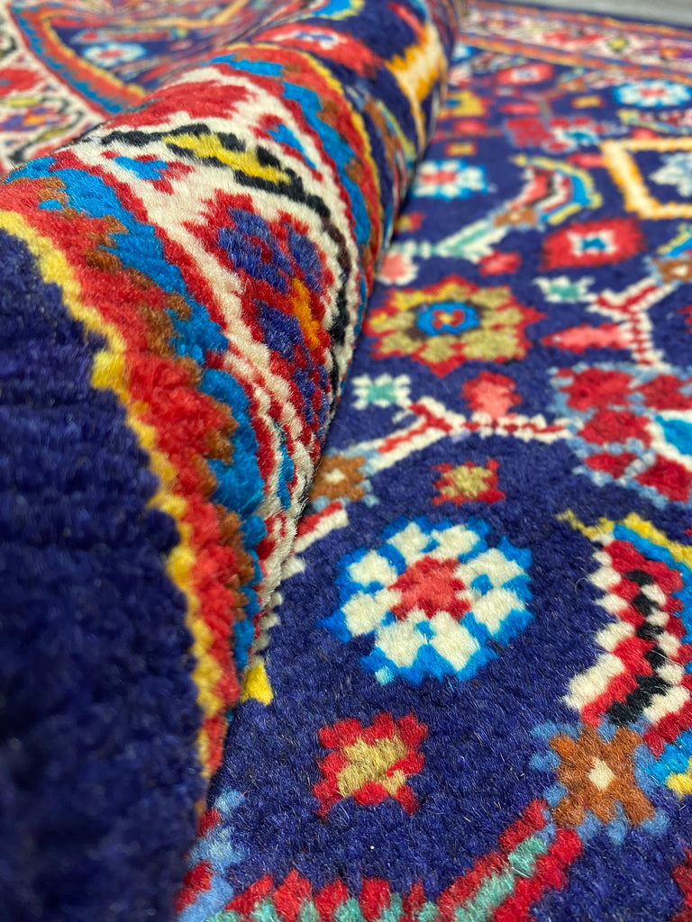 3.9 x 10.3 Persian Tribal Handmade Wool Runner BLUE #F-6942