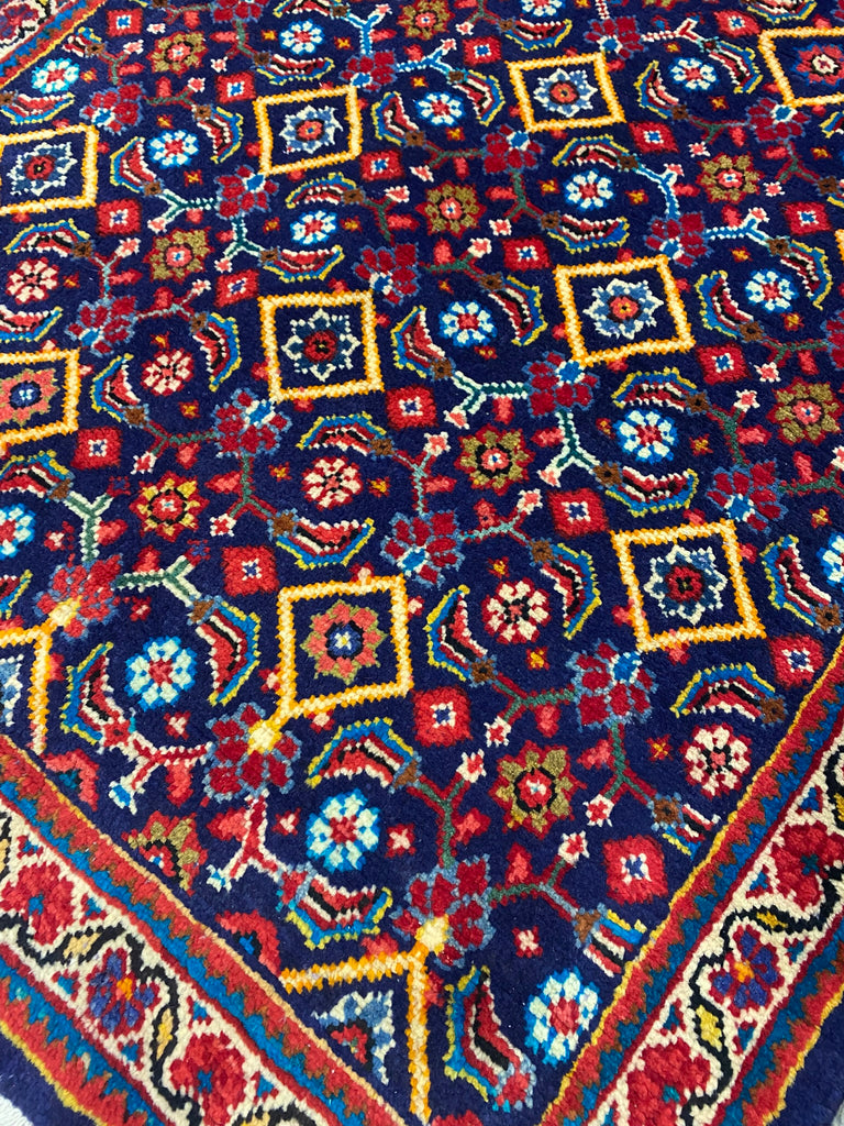 3.9 x 10.3 Persian Tribal Handmade Wool Runner BLUE #F-6942