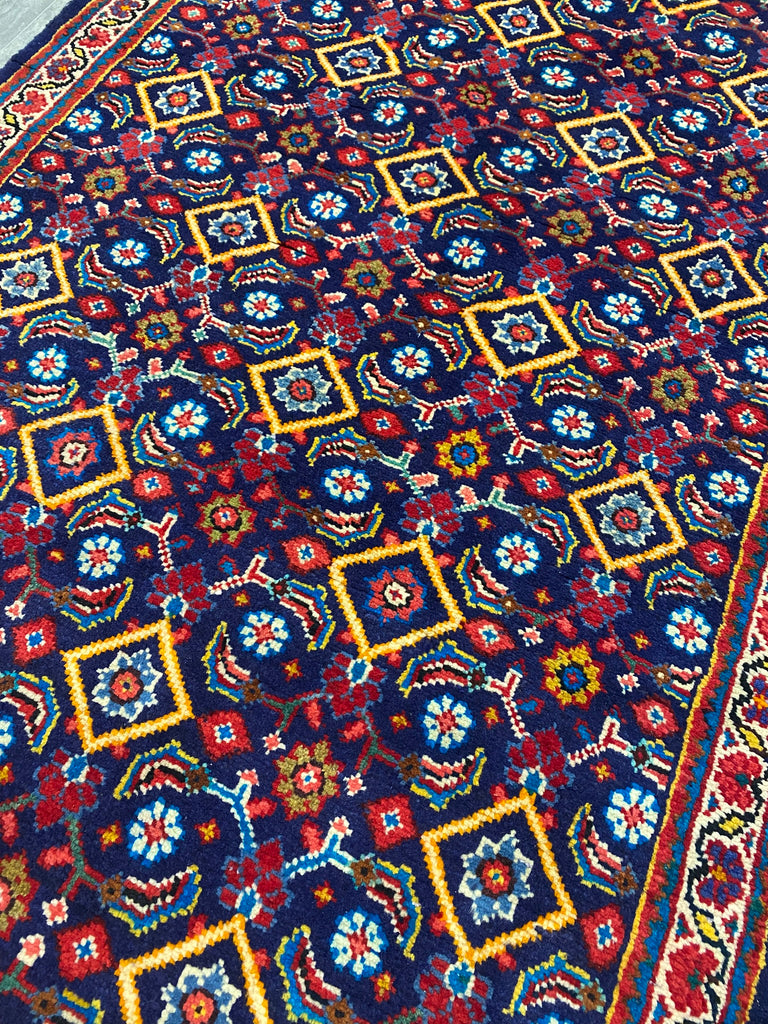 3.9 x 10.3 Persian Tribal Handmade Wool Runner BLUE #F-6942