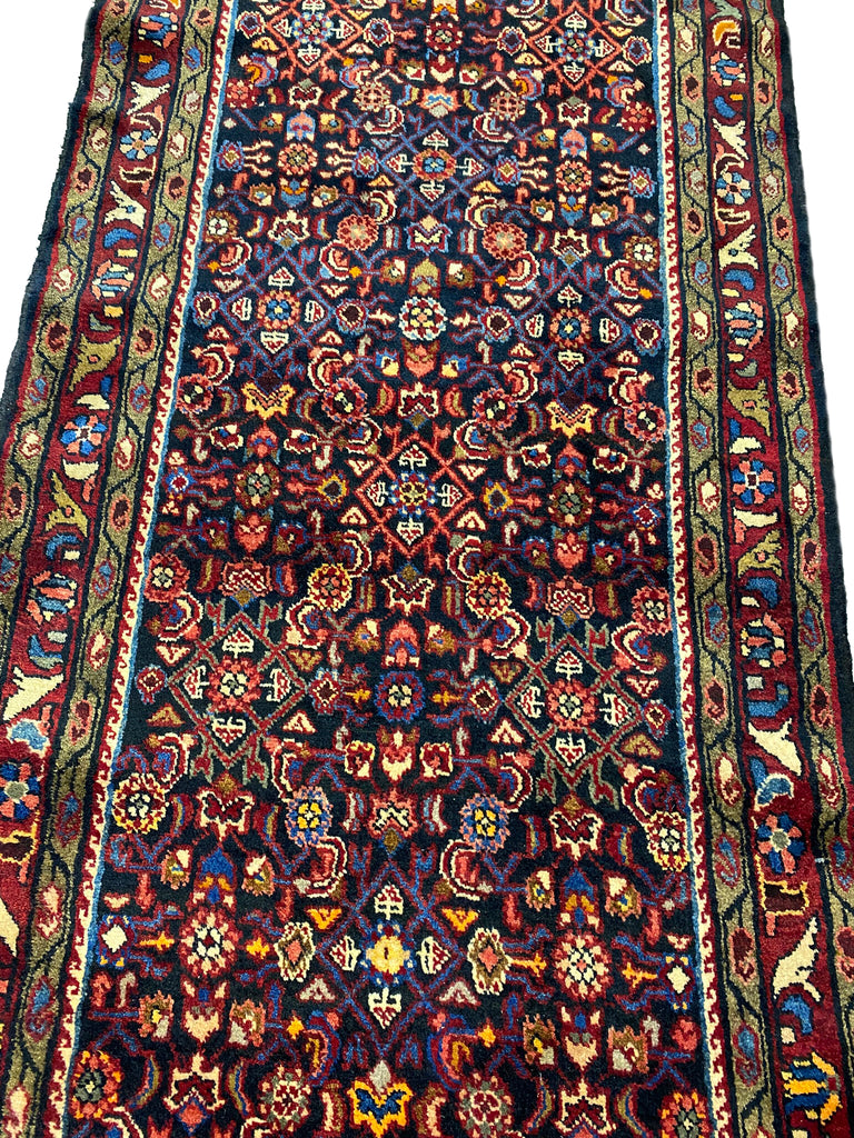 3.5 X 13.2 Persian  Herati Mahal Runner #F-6943