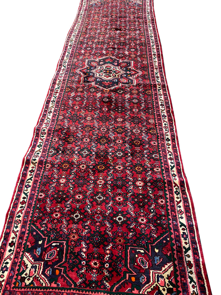 3.9 x 13.7 Persian Hamadan Bijar Runner #F-6944