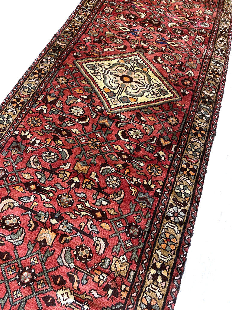3.6 x 9.9 Persian Tribal Hamadan  Wool Runner #F-6945