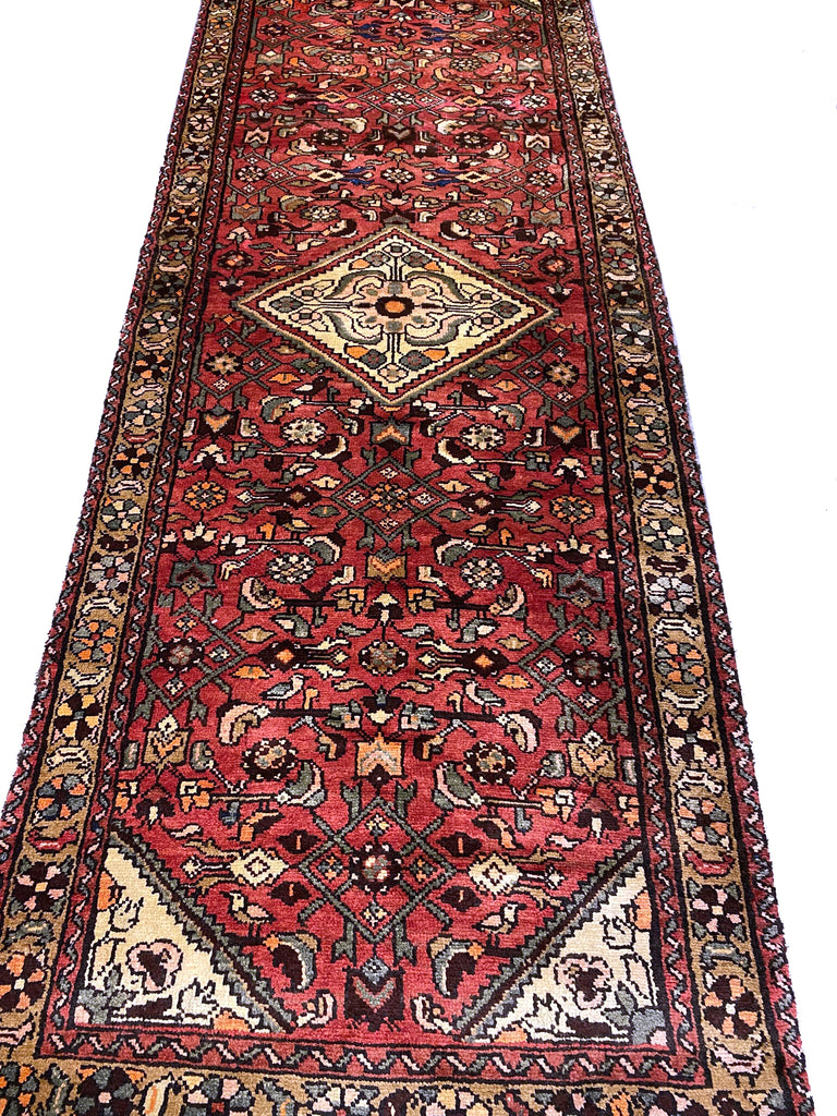 3.6 x 9.9 Persian Tribal Hamadan  Wool Runner #F-6945