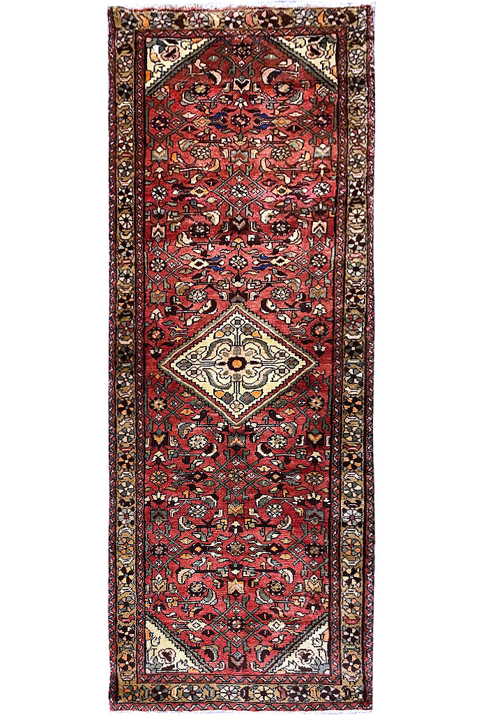 3.6 x 9.9 Persian Tribal Hamadan  Wool Runner #F-6945
