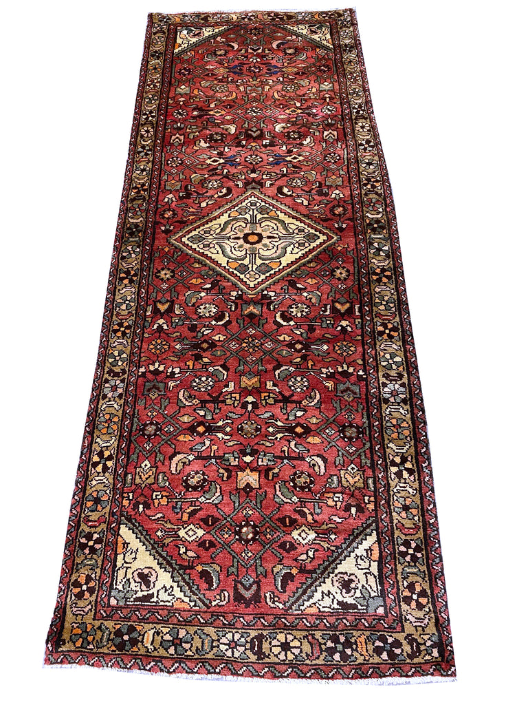 3.6 x 9.9 Persian Tribal Hamadan  Wool Runner #F-6945