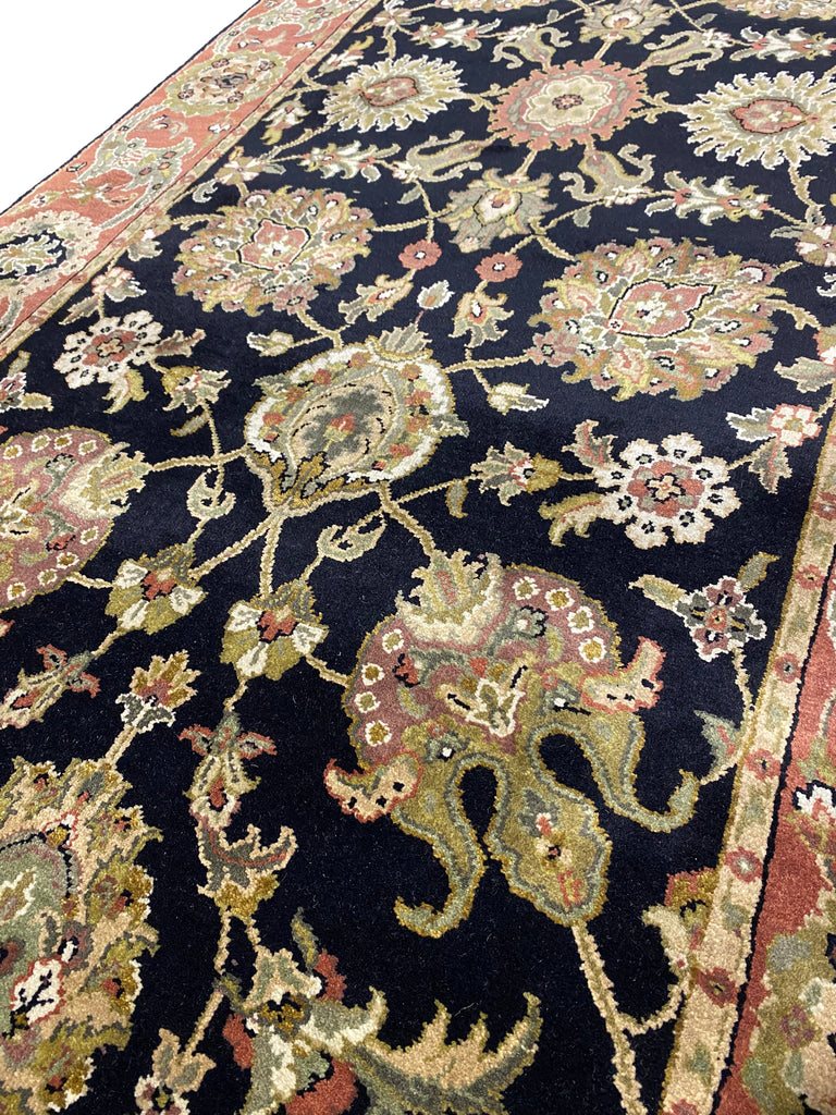 4 x 11.10 Black Luxurious Wool Material Hand-knotted Agra Rug 11370