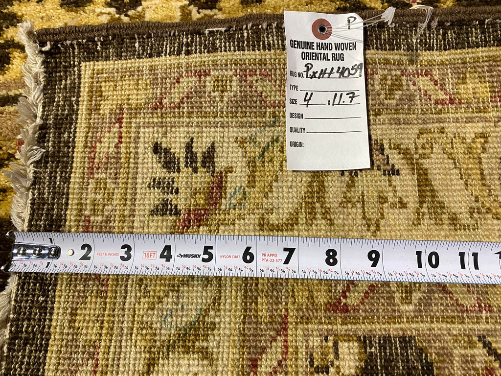 4 x 11.8 Black Chobi Hand-knotted Peshawar Rug #PIX-HT-4059