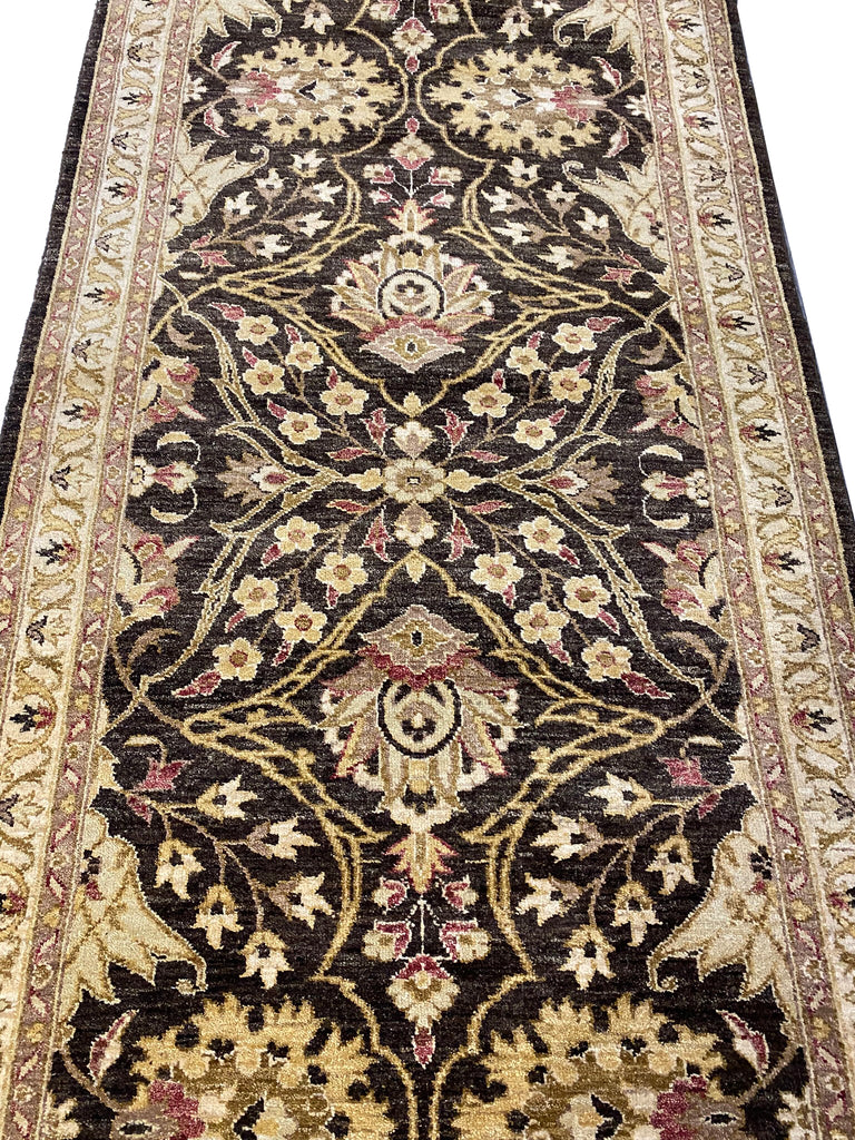 4 x 11.8 Black Chobi Hand-knotted Peshawar Rug #PIX-HT-4059