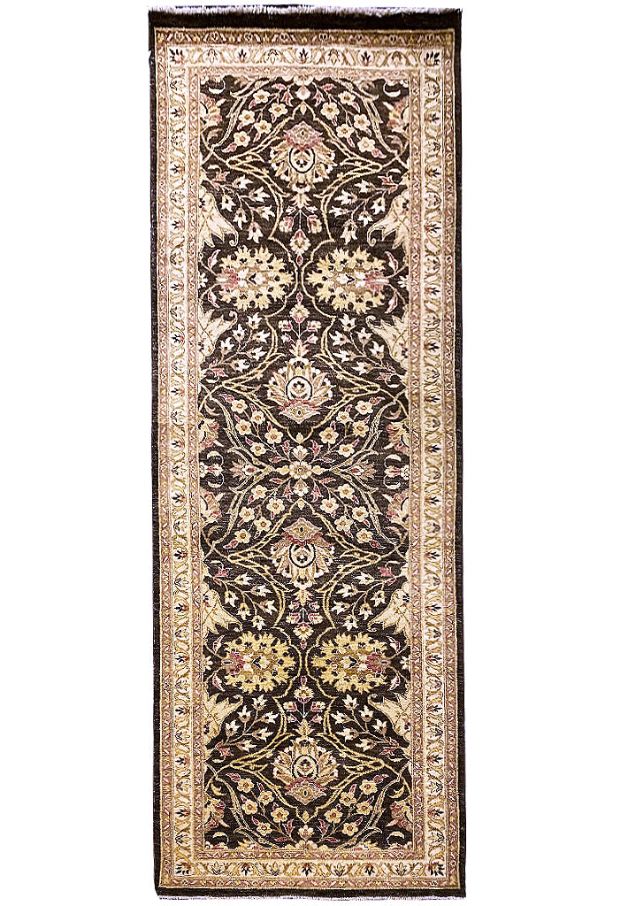 4 x 11.8 Black Chobi Hand-knotted Peshawar Rug #PIX-HT-4059