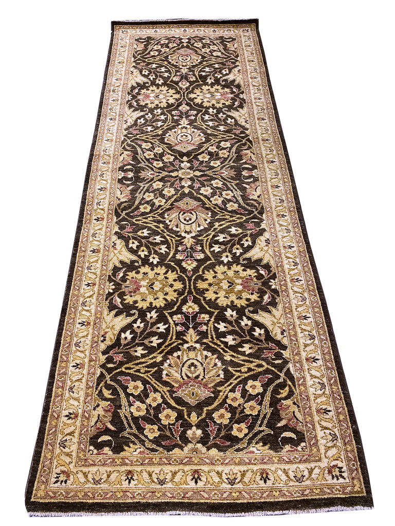 4 x 11.8 Black Chobi Hand-knotted Peshawar Rug #PIX-HT-4059