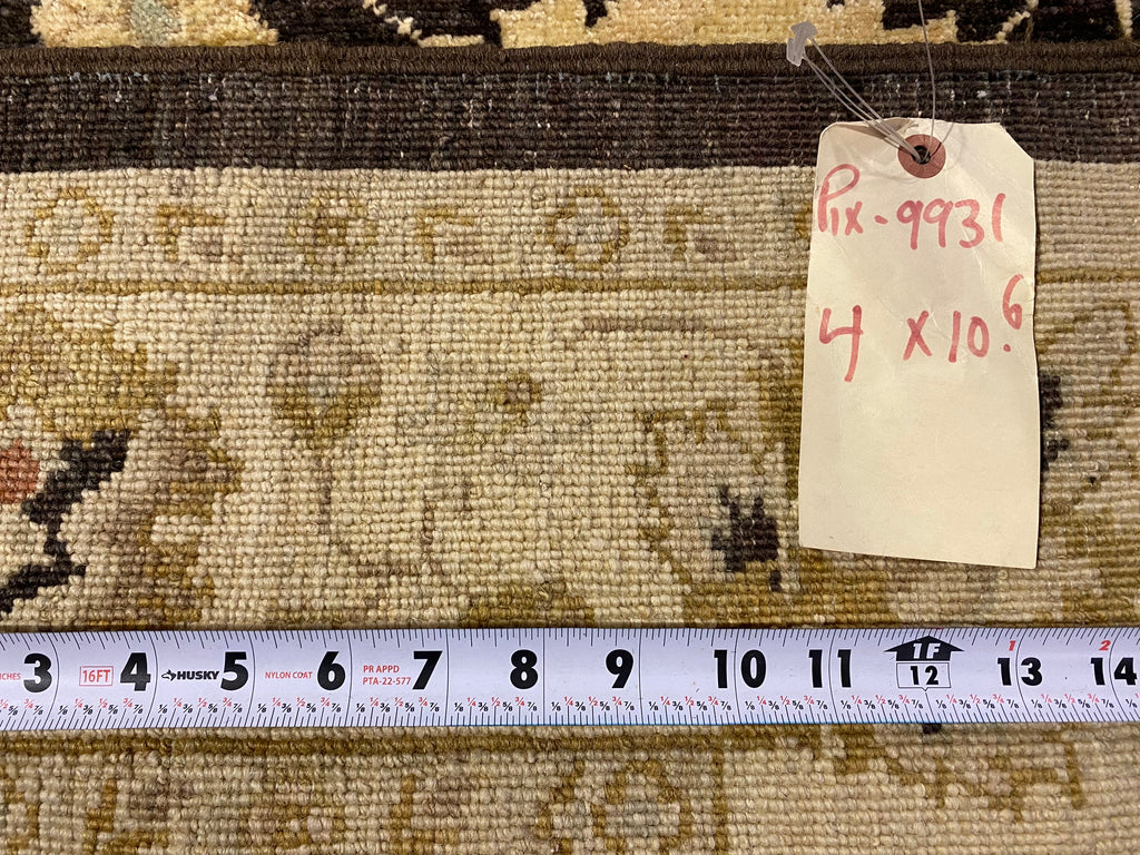 4 x 10.6 Dark Brown Chobi Peshawar Wide Runner 9931