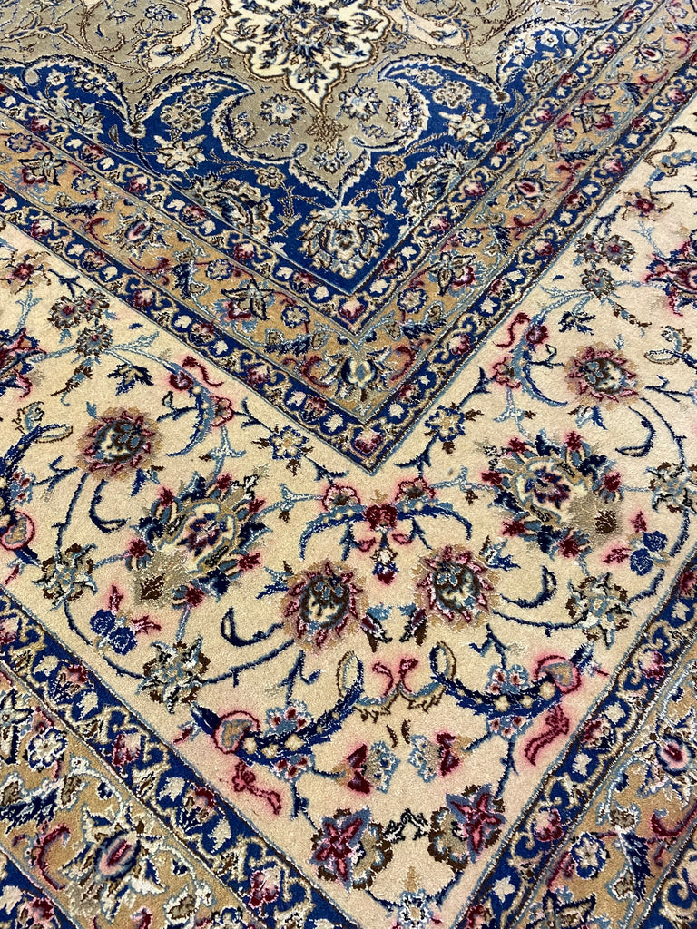 11 x 11.9 Square Persian Nain Estate Rug Wool and Silk #F-6951
