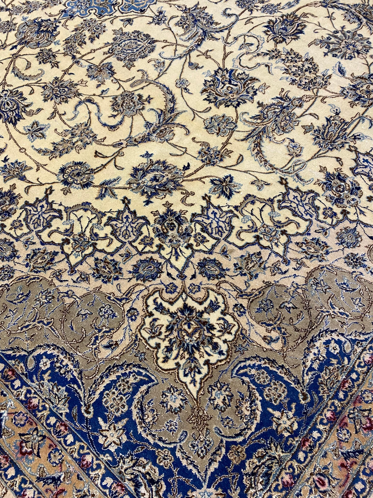 11 x 11.9 Square Persian Nain Estate Rug Wool and Silk #F-6951