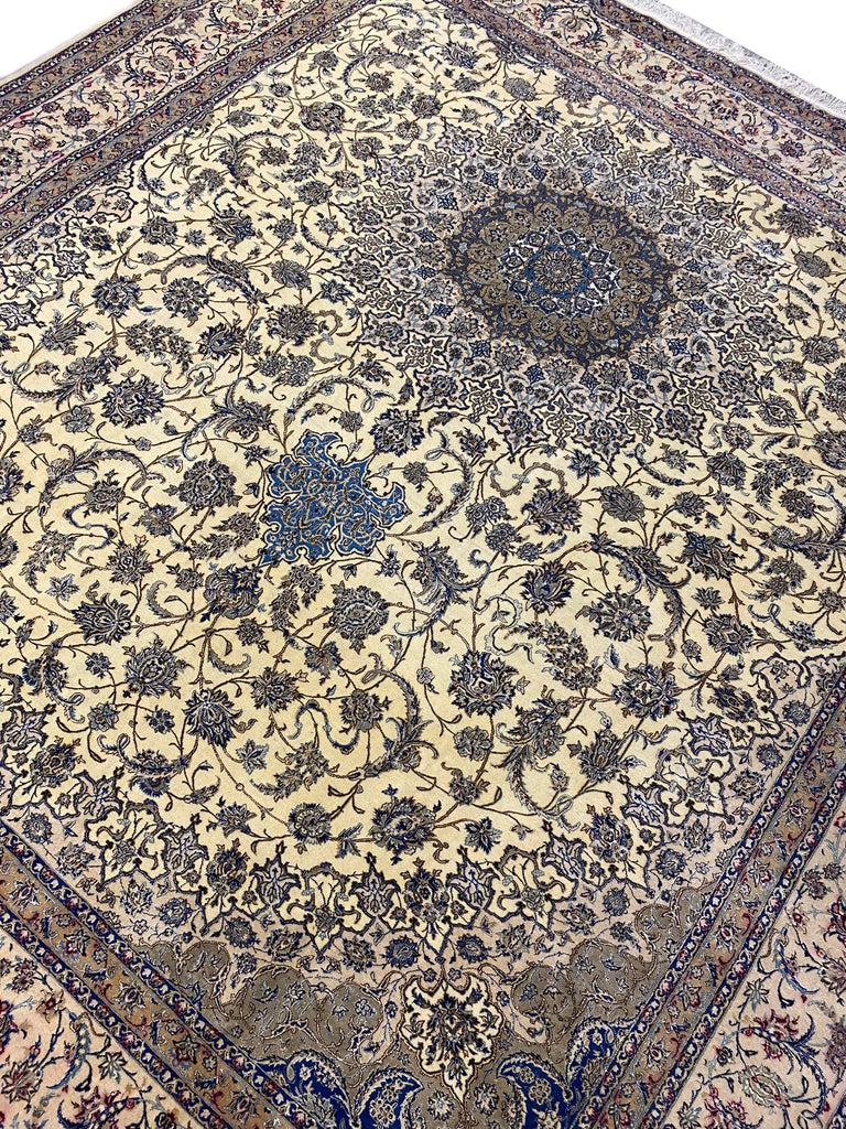 11 x 11.9 Square Persian Nain Estate Rug Wool and Silk #F-6951