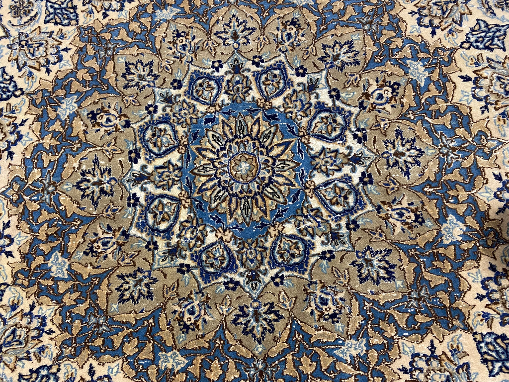 11 x 11.9 Square Persian Nain Estate Rug Wool and Silk #F-6951