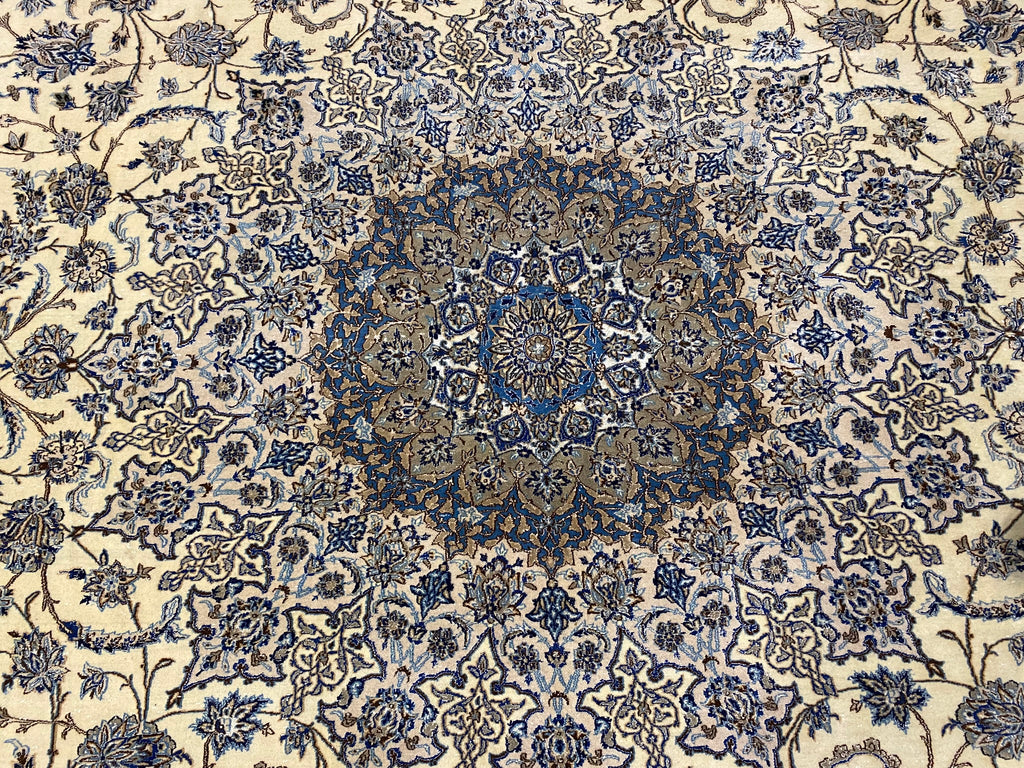 11 x 11.9 Square Persian Nain Estate Rug Wool and Silk #F-6951