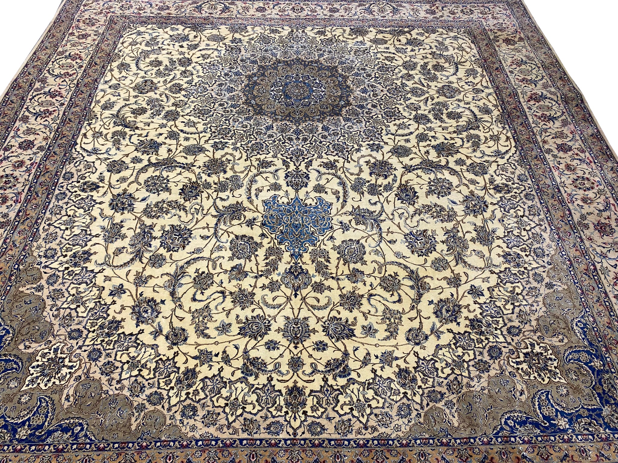 11 Square Rug 10.11 x 11.9 Square Wool and Silk Persian Nain Estate Rug #F-6951 | www ...