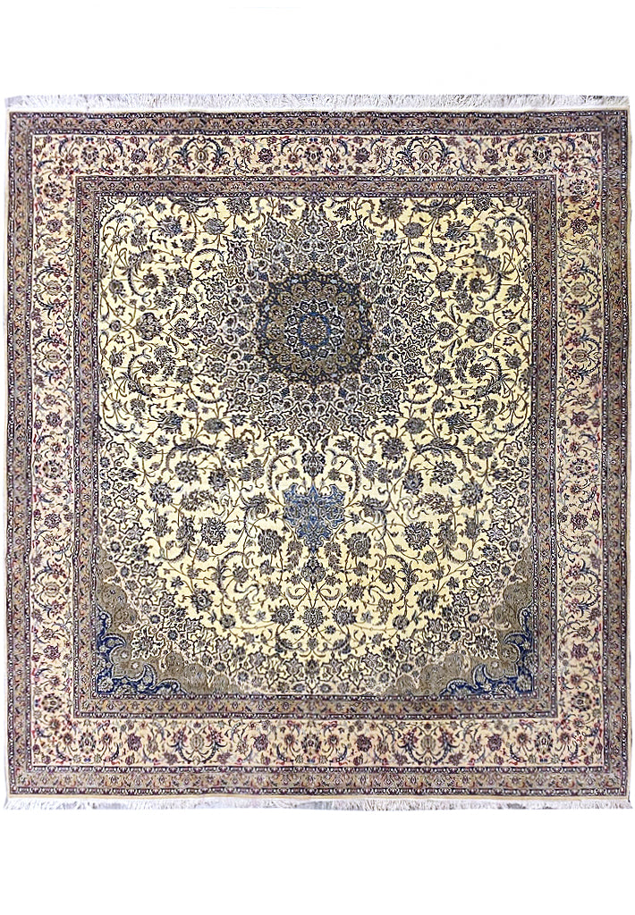 11 x 11.9 Square Persian Nain Estate Rug Wool and Silk #F-6951