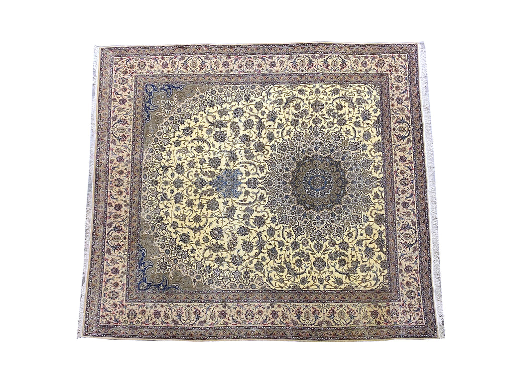 11 x 11.9 Square Persian Nain Estate Rug Wool and Silk #F-6951