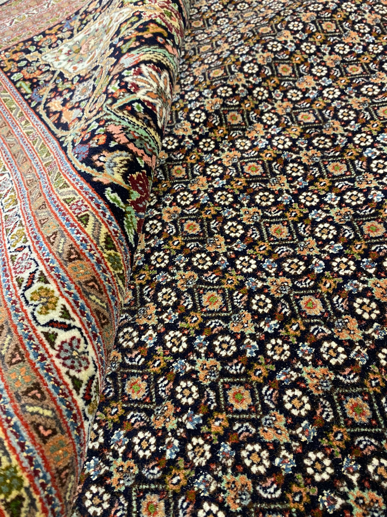 10 x 13.2 Black Persian Wool & Silk Tabriz Mahi Rug 79978