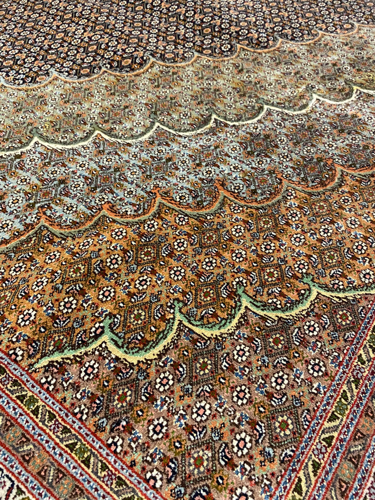 10 x 13.2 Black Persian Wool & Silk Tabriz Mahi Rug 79978