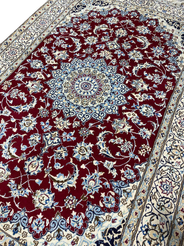 6.5 x 10 Authentic Persian Nain Rug Wool and Silk Fine Weave IRAN #F-6953