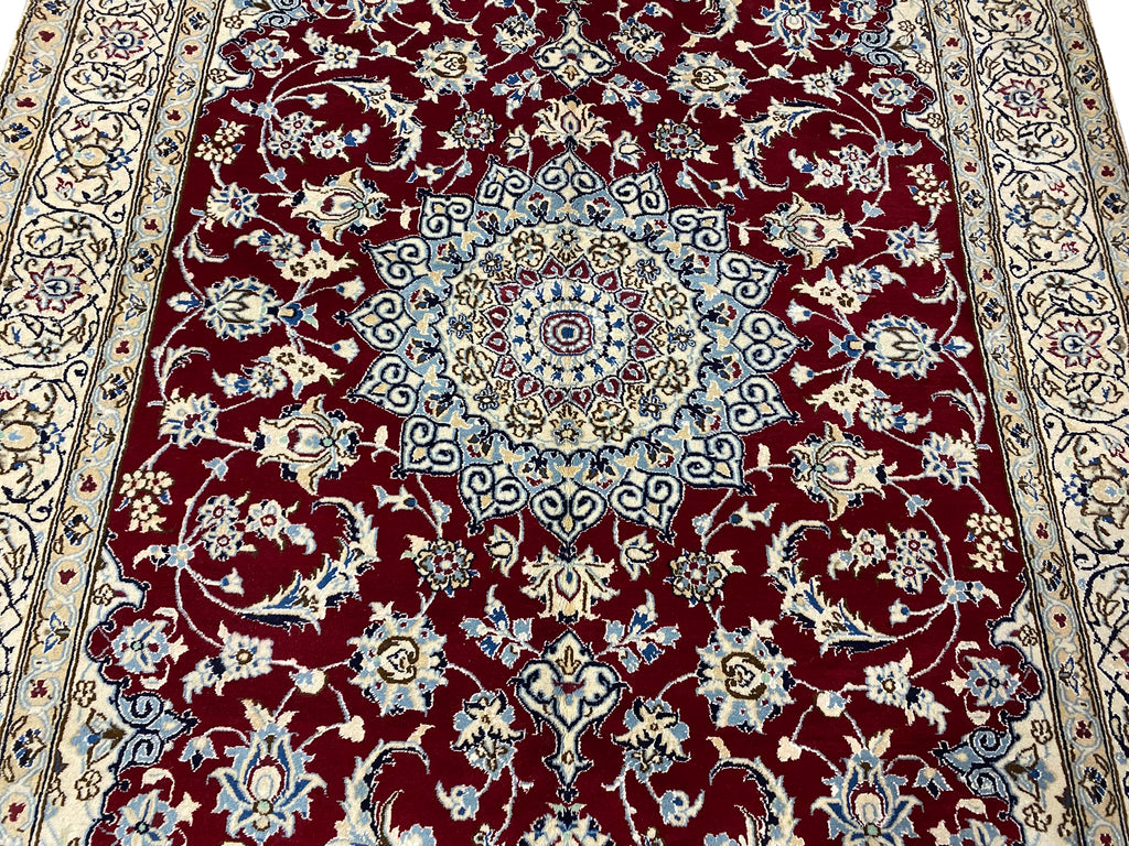 6.5 x 10 Authentic Persian Nain Rug Wool and Silk Fine Weave IRAN #F-6953