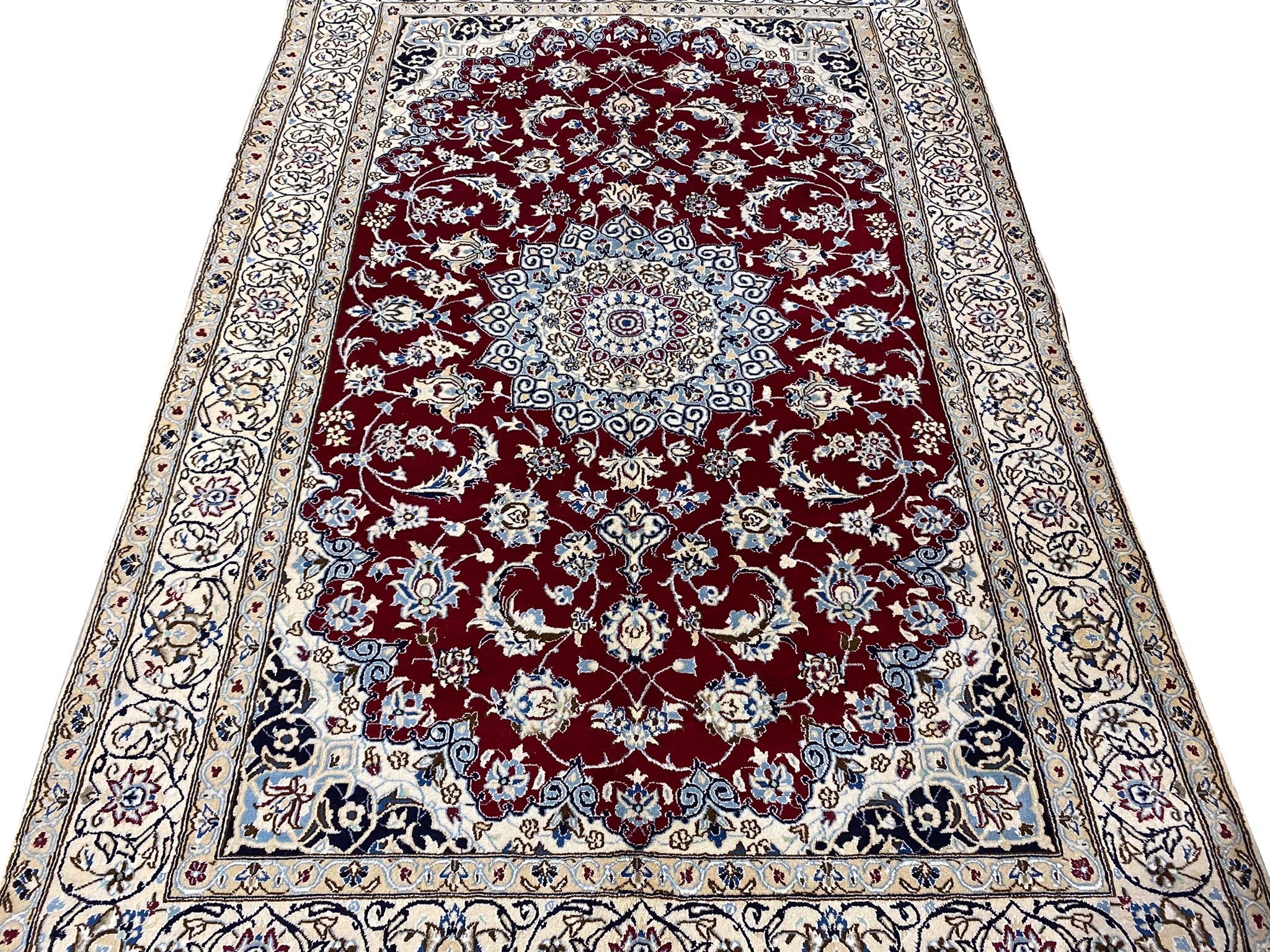 Small Iran Weave Rug 6.5 x 10 Wool and Silk Fine Weave Authentic Persian Nain Rug IRAN #F ...