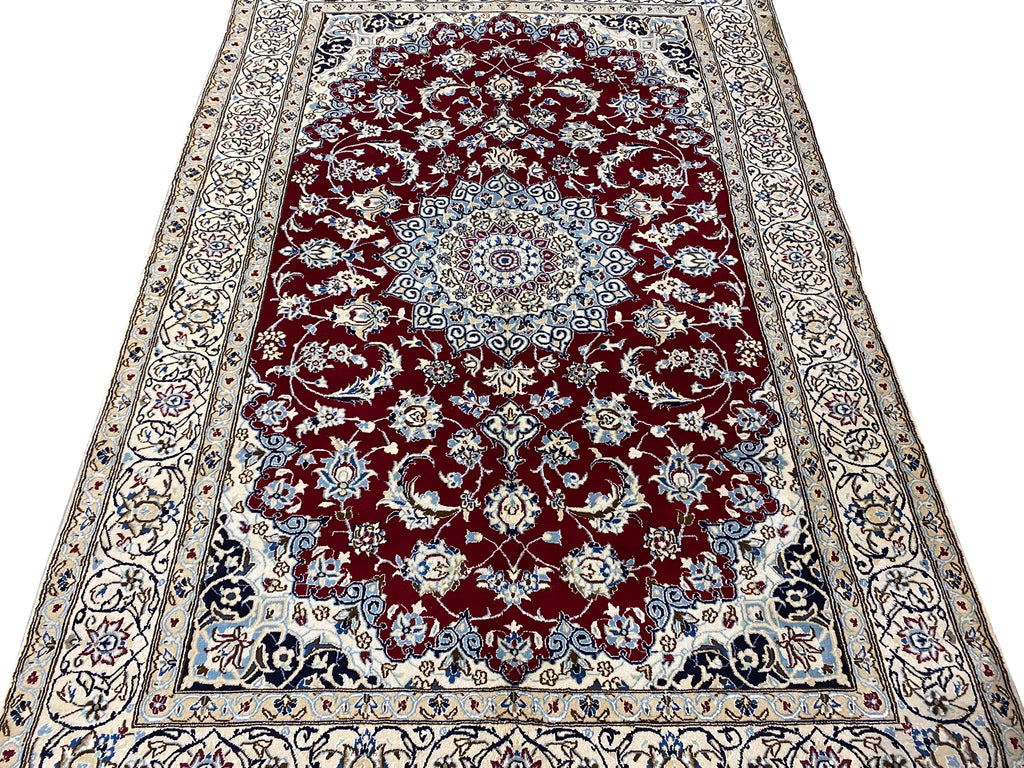 6.5 x 10 Authentic Persian Nain Rug Wool and Silk Fine Weave IRAN #F-6953