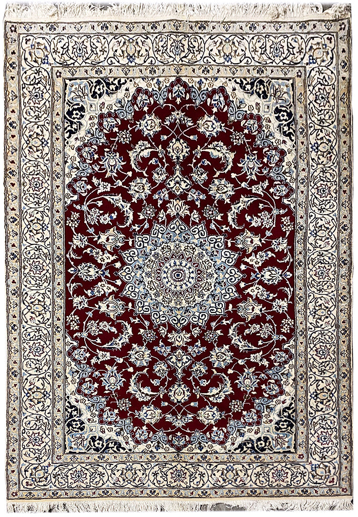 6.5 x 10 Authentic Persian Nain Rug Wool and Silk Fine Weave IRAN #F-6953