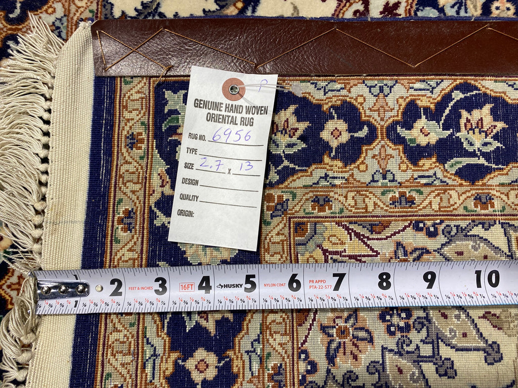 Super Fine Persian Esfahan Runner 2.7 x 13.0 Wool and Silk 500 KPSI   #F-6956