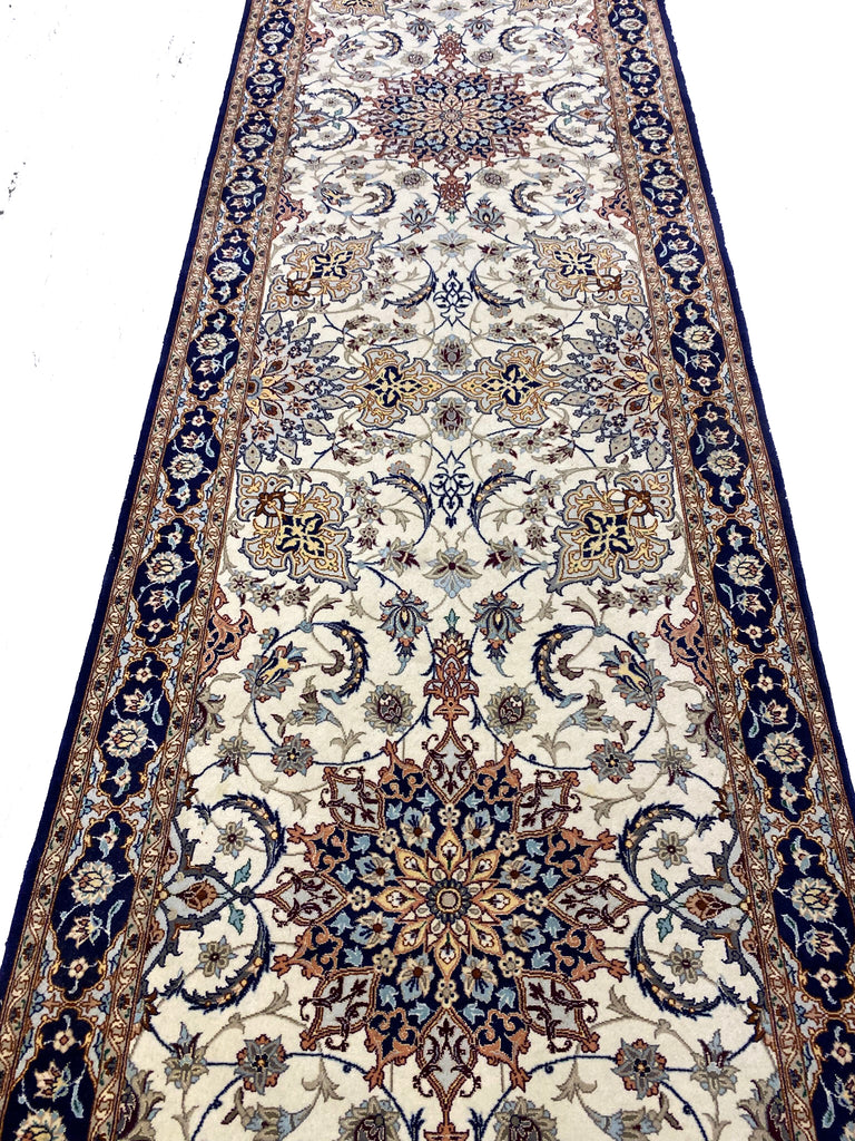Super Fine Persian Esfahan Runner 2.7 x 13.0 Wool and Silk 500 KPSI   #F-6956