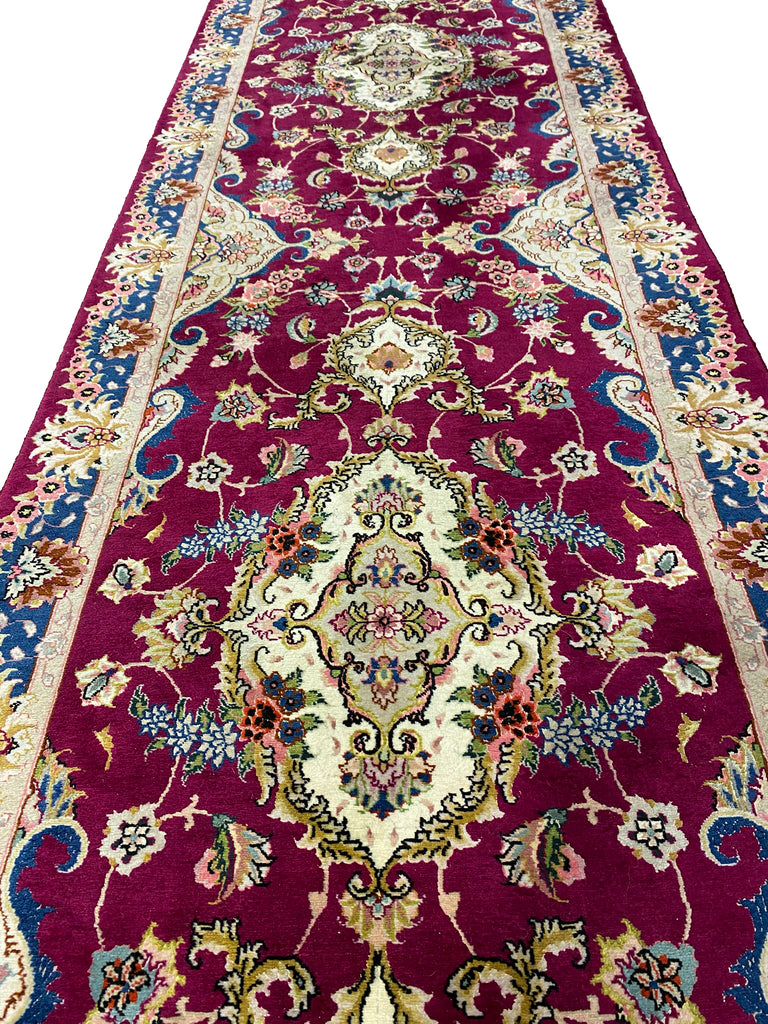 Super Fine Quality Persian Tabriz Runner Wool and Silk 400 KPSI 2.9 x 16.7 #F-6957