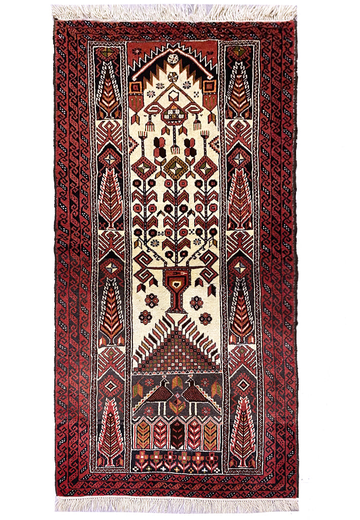 3.4 x 6 Persian Tribal Baluch Prayer Rug   #F-6958