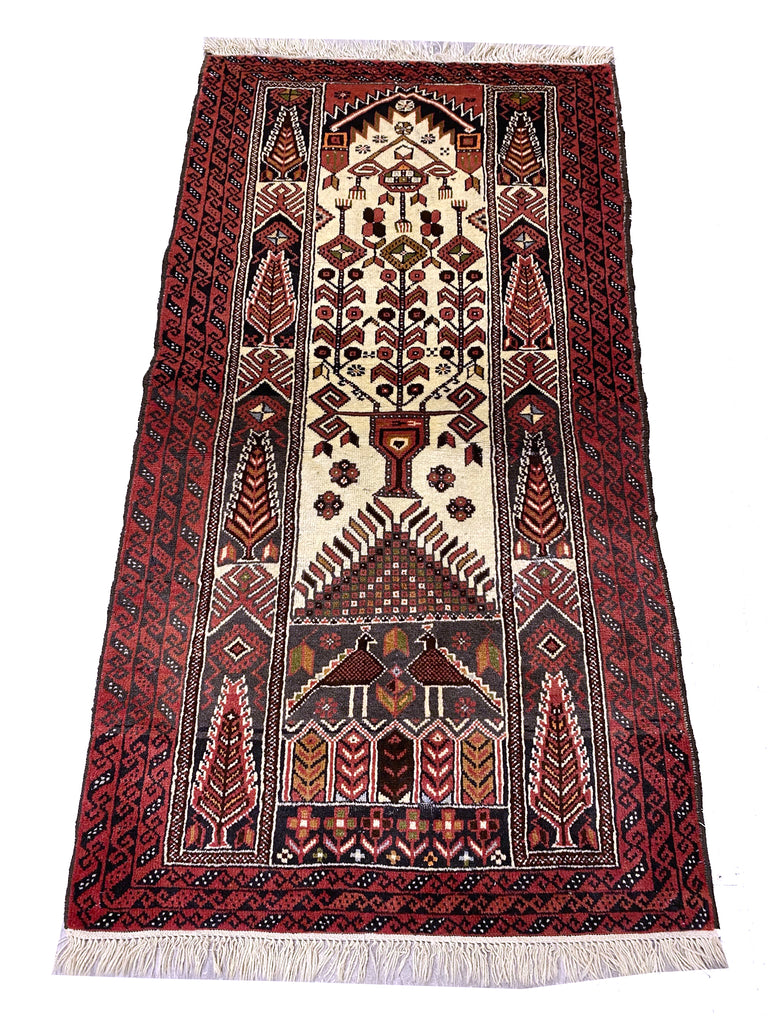3.4 x 6 Persian Tribal Baluch Prayer Rug   #F-6958