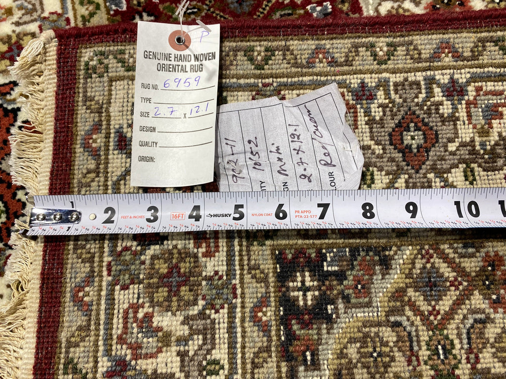 12 Feet RUNNER Quality Handmade Wool and Silk Tabriz Mahi   #F-6959