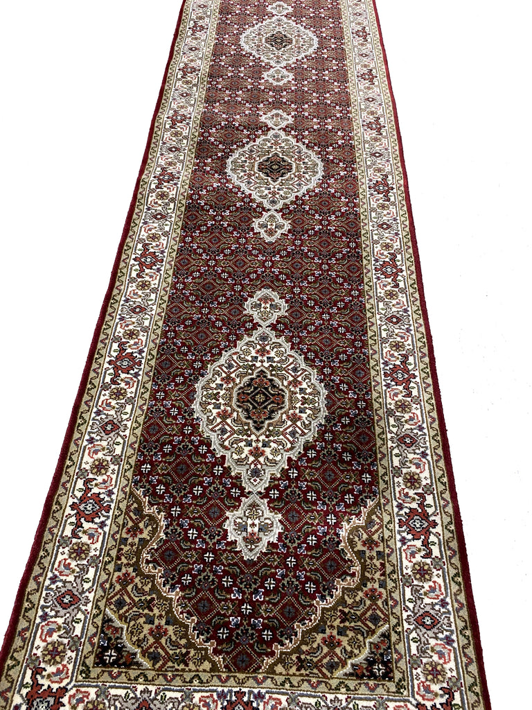 12 Feet RUNNER Quality Handmade Wool and Silk Tabriz Mahi   #F-6959