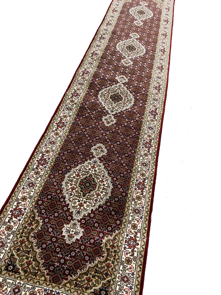 12 Feet RUNNER Quality Handmade Wool and Silk Tabriz Mahi   #F-6959