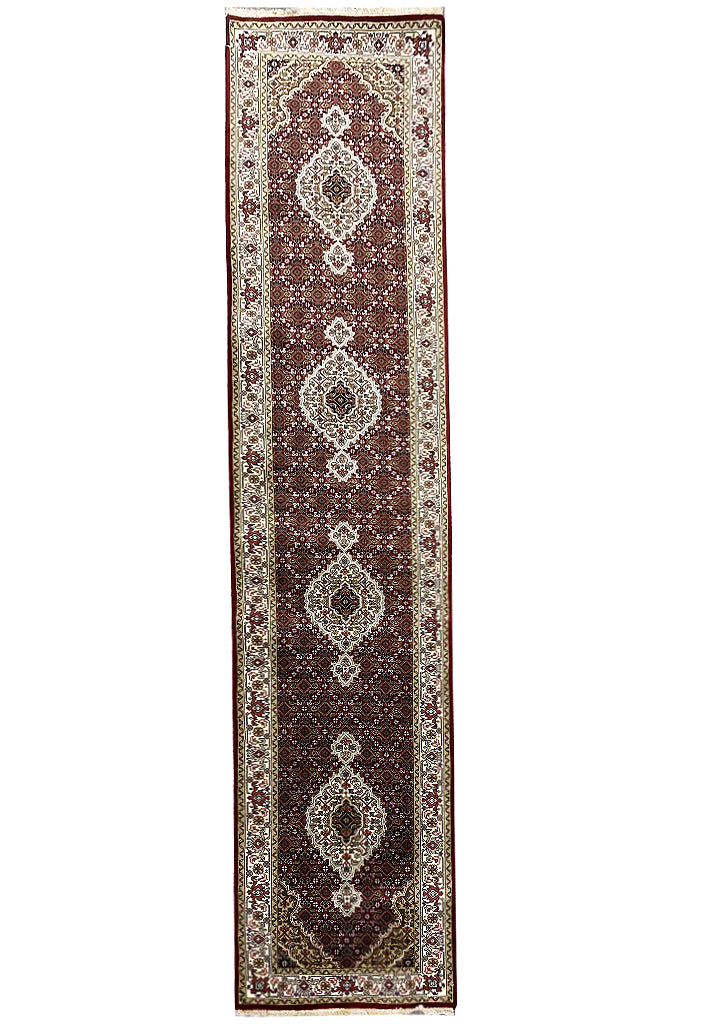 12 Feet RUNNER Quality Handmade Wool and Silk Tabriz Mahi   #F-6959