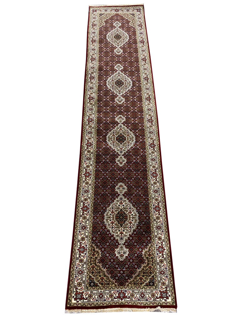 12 Feet RUNNER Quality Handmade Wool and Silk Tabriz Mahi   #F-6959