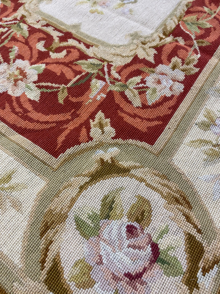3 x 5 Needle Point Rug French Aubusson  Burgundy  #F-6965
