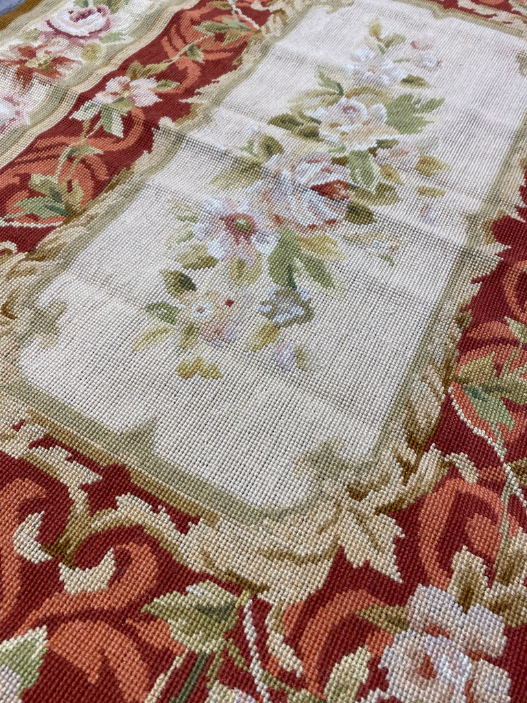 3 x 5 Needle Point Rug French Aubusson  Burgundy  #F-6965