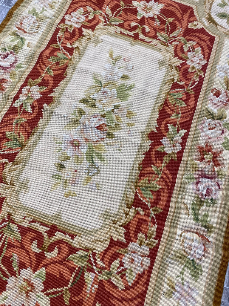3 x 5 Needle Point Rug French Aubusson  Burgundy  #F-6965