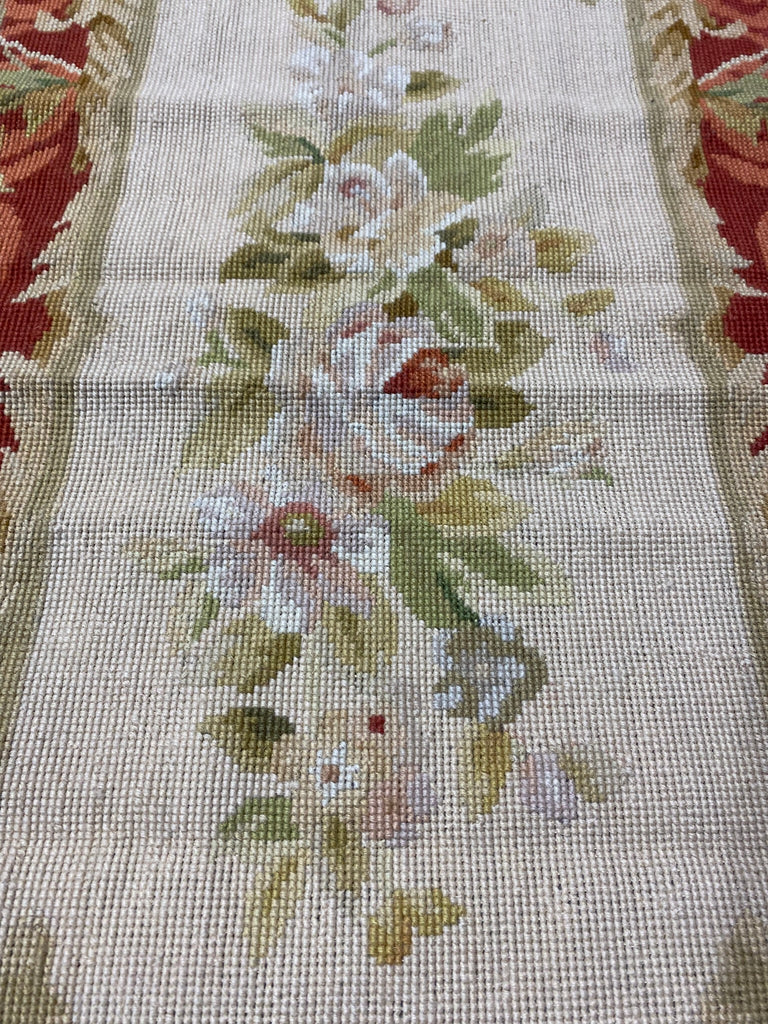 3 x 5 Needle Point Rug French Aubusson  Burgundy  #F-6965