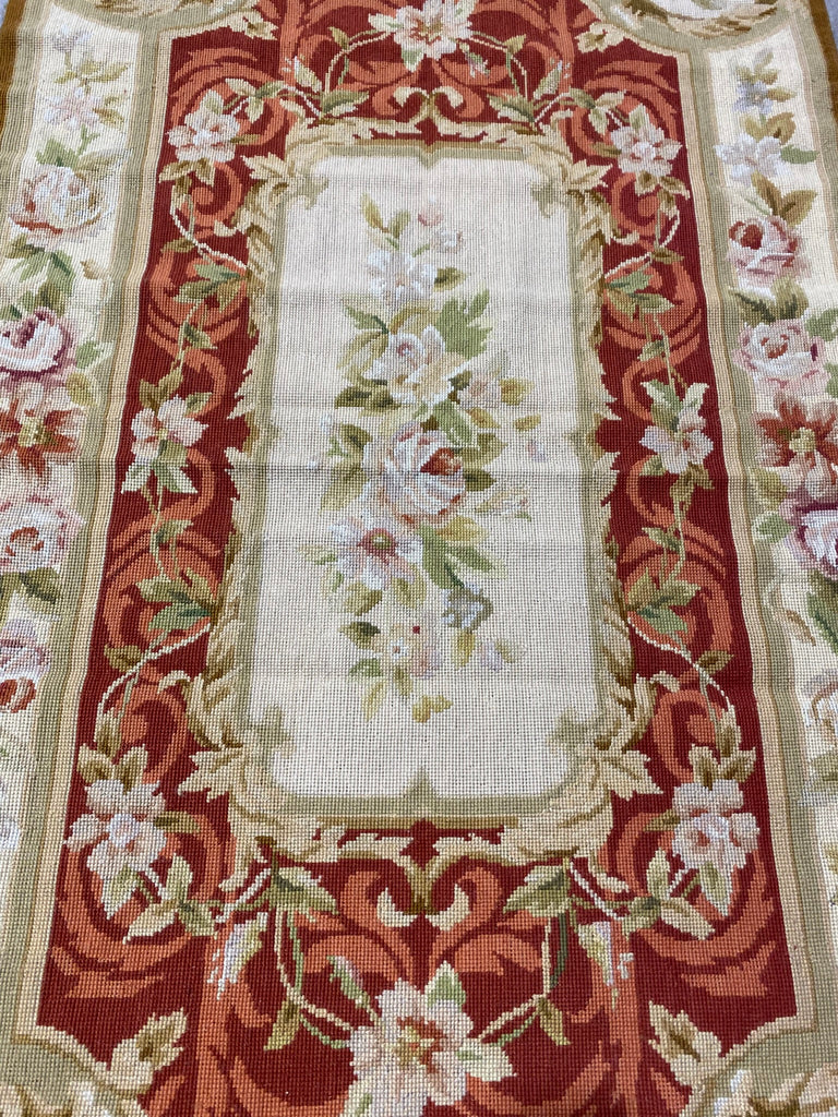 3 x 5 Needle Point Rug French Aubusson  Burgundy  #F-6965