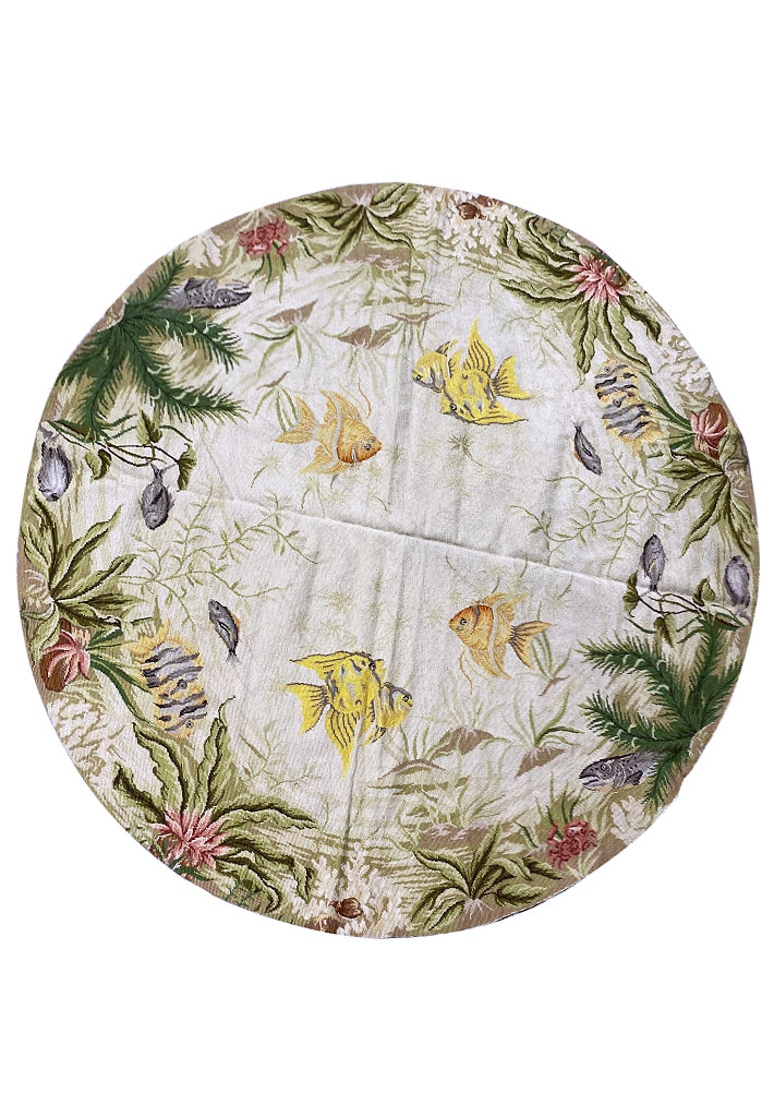 5.7 x 5.7 ROUND Tropical Rug FISH   #F-6968