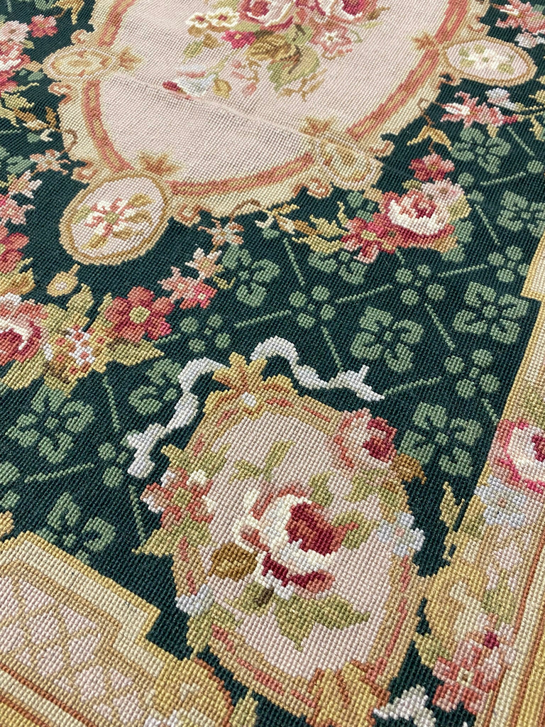 2.6 x 6.7  EMERALD GREEN Needle Point Runner #F-6969