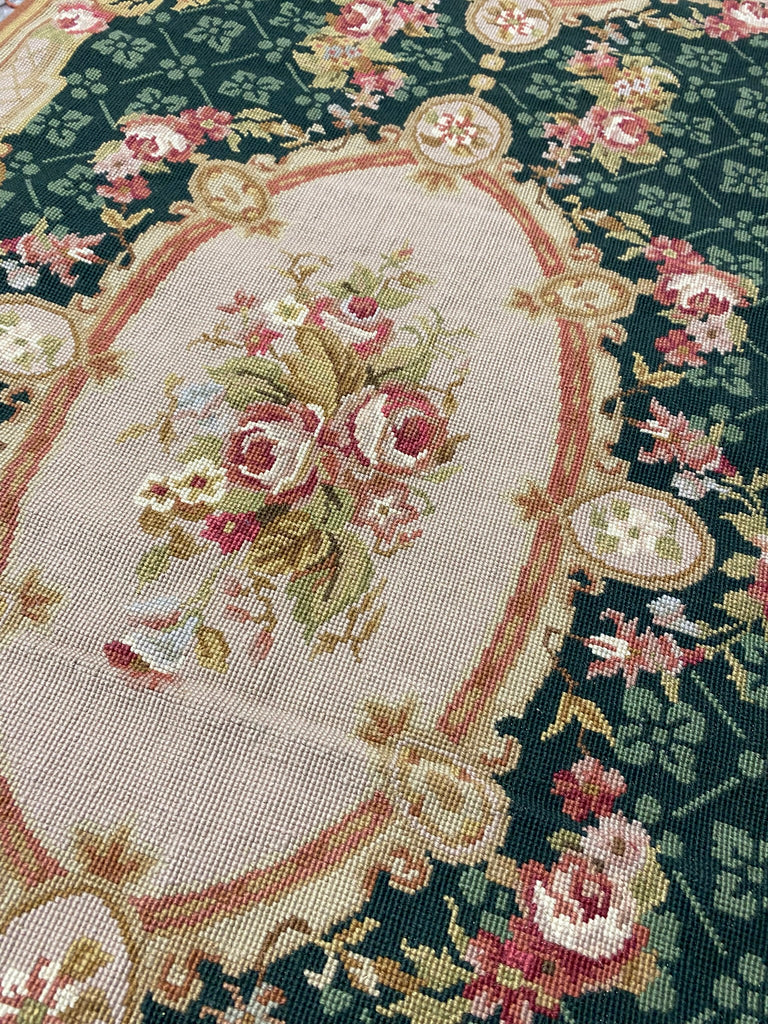 2.6 x 6.7  EMERALD GREEN Needle Point Runner #F-6969