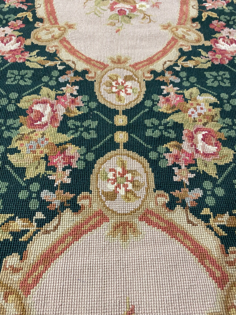 2.6 x 6.7  EMERALD GREEN Needle Point Runner #F-6969